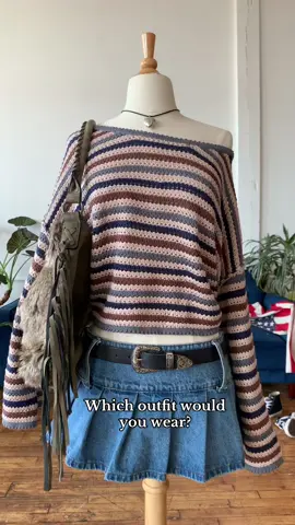 Which outfit would you wear? 1st or 2nd 🤔 #americanbrat #styleinspo #bratsummer #fashion #coquetteaesthetic #y2kaesthetic #y2k #coquette #Summer #summeroutfits #OOTD #outfitinspo #backtoschool #sweaters 