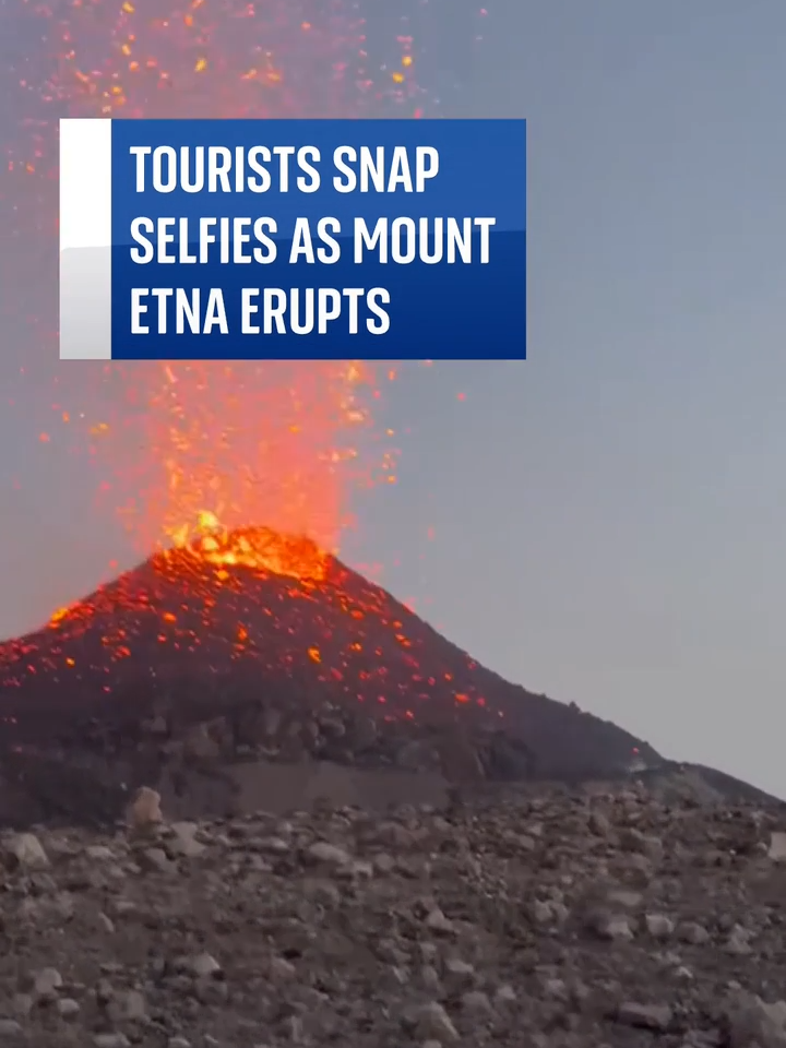 Tourists snap #selfies as #lava #erupts from Mount #Etna 🌋