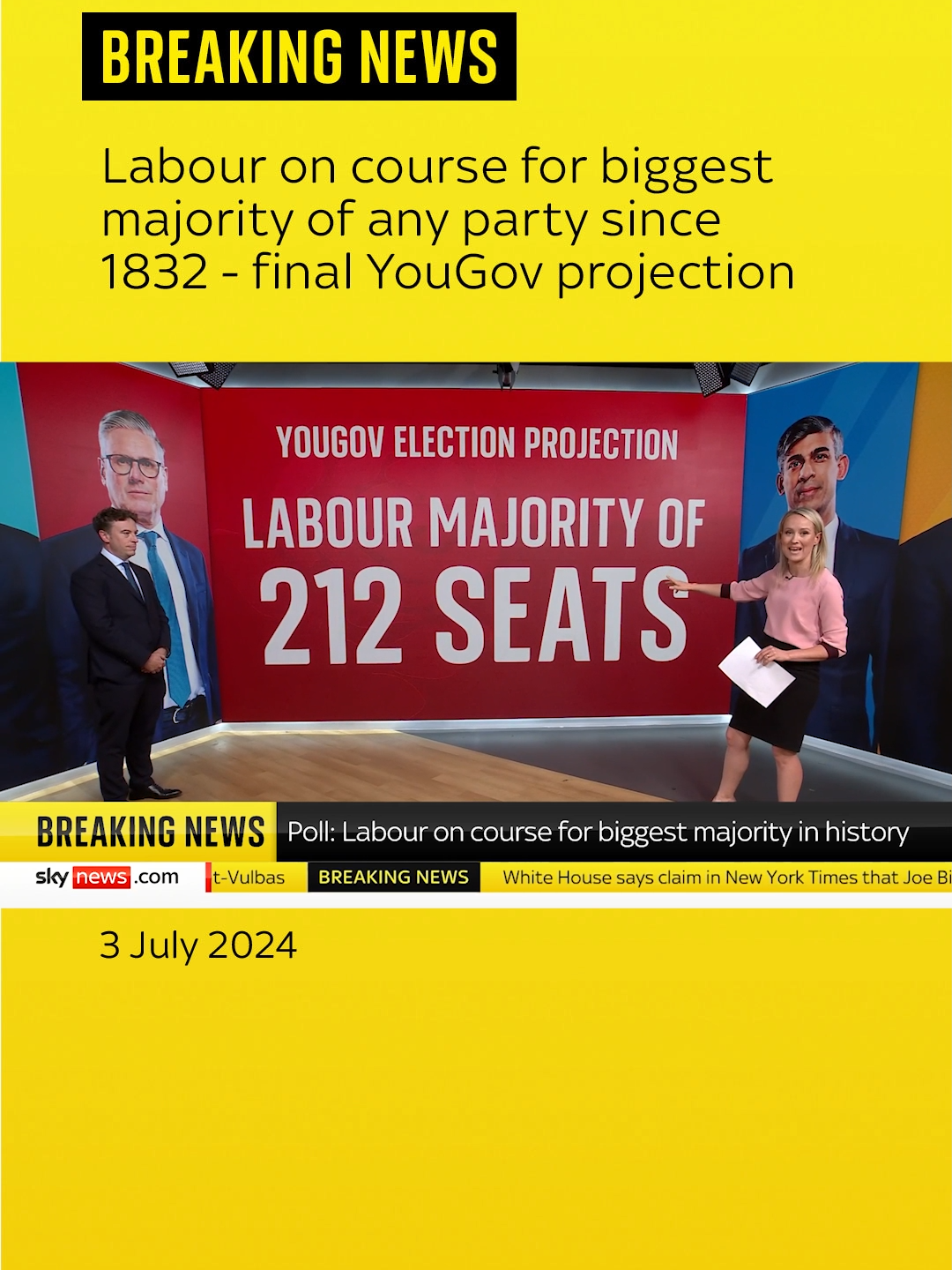 #Labour are on course for a landslide victory on Thursday with a majority of 212 seats according to the final YouGov #poll projection of the #GeneralElection2024 campaign #fyp