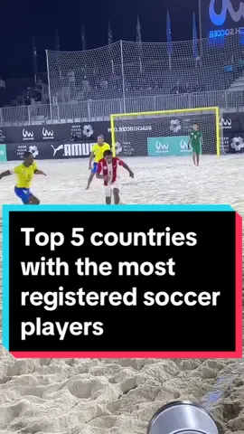 The top 5 countries with the most registered soccer players