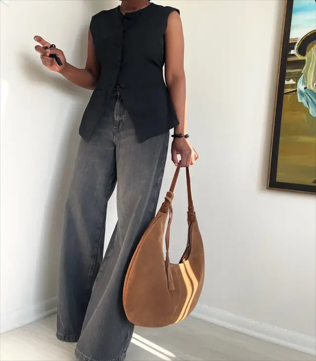 Wide leg jeans & waistcoat   #widelegjeans #waistcoat 
