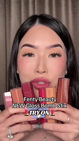 NEW Gloss Bomb Stix try on💋💄😍 @Fenty Beauty @Rihanna #fentybeauty #fentybeautyglossbombstix #glossbombstix #glossbomb #lipstick #fentybeautybyrihanna #newmakeup 