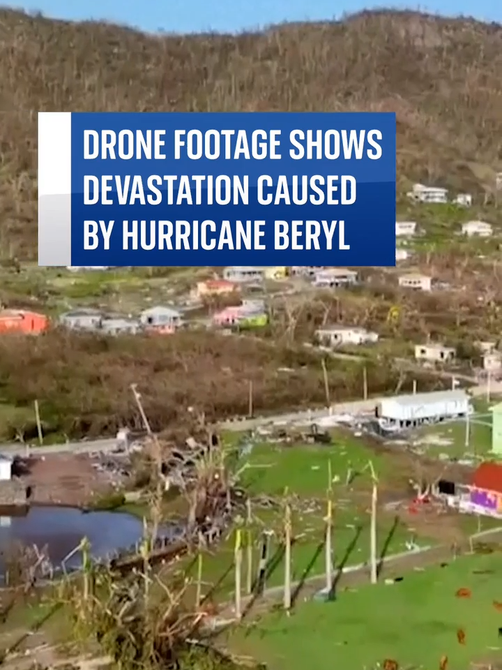 Drone footage shows devastation caused by #HurricaneBeryl on island of #Carriacou, #Grenada. #skynews