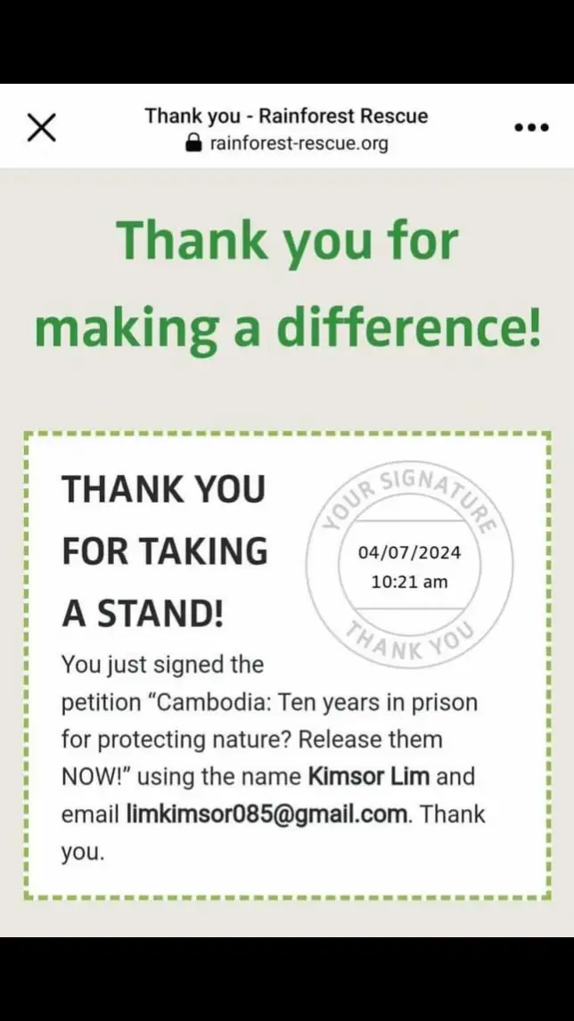 https://www.rainforest-rescue.org/petitions/1248/cambodia-ten-years-in-prison-for-protecting-nature-release-them-now?fbclid=PAZXh0bgNhZW0CMTEAAabTODcL9mna5OTyJeWTt3lYfnN-X_nnNOLvk7EZnjO5cstm0SinM11wFTM_aem_YUAirGKn6m7wSwJStojn3Q#Stitch 