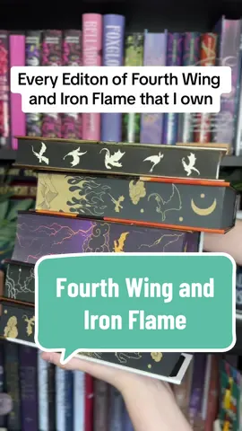 All my editions of Fourth Wing and Iron Flame #fourthwing #fourthwingrebeccayarros #fourthwingbook #ironflame #xadenandviolet #violetandxaden #BookTok  