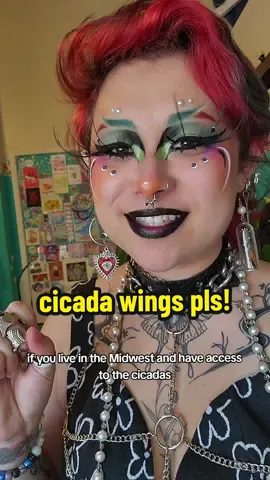 EDIT: i made a new video with more info!! 🫡 I'm also down to trade for other bugs and bones! :) #cicadainvasion2024 #altmakeup #altjewelry #alternativefashion #bugs 