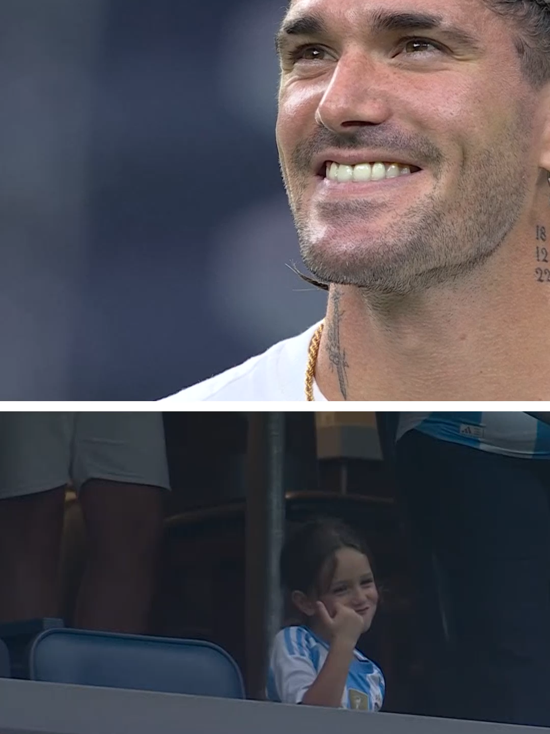 Rodrigo De Paul spots his daughter in the stadium and shares the most wholesome pre-match dance while on the pitch 💃🇦🇷 #CopaAmerica