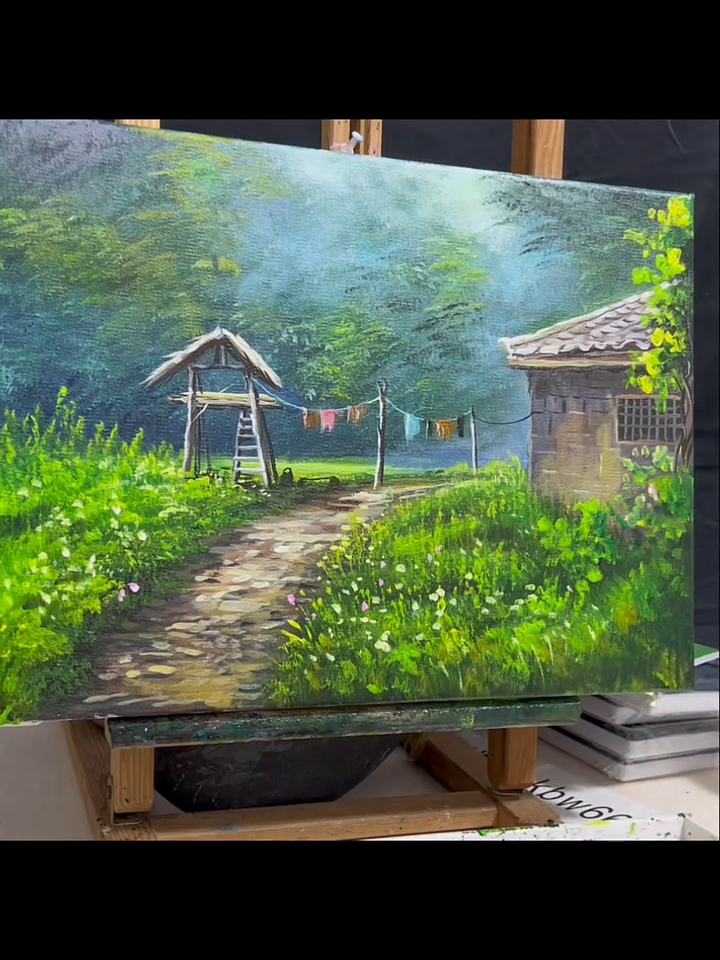 How to draw beautiful scenery with acrylic #scenery #beautiful#acrylicnails #acrylicpainting #illustration #scenery #naturephotography📷 #nature #drawings