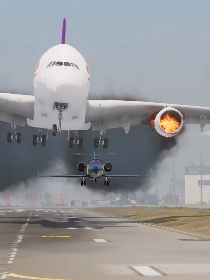 Private Plane vs. Giant Airbus A380：Runway Showdown! #aviationworld✈️💙 #gta5 #gta6 #airbusa380 #perfectlanding #foryoupage❤️❤️ #fyp