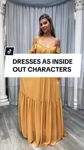 Dresses as Inside Out Character Part 1 ☀️ Part 2 coming out tomorrow!!! Which emotion are you?🤷‍♀️ #insideout #insideout2 #2025bride #weddingtiktok #bridesmaidsdresses #dressinspo #BestForBride #dressshopping 