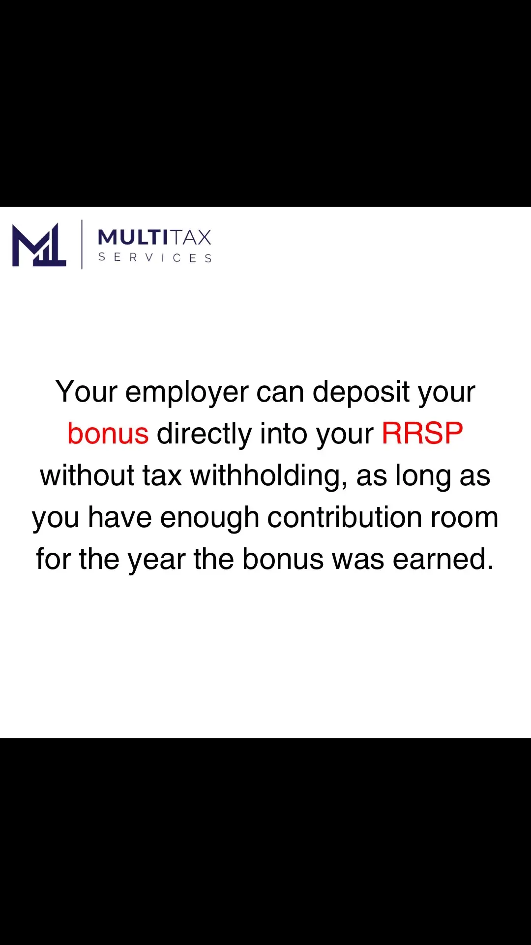 Did you know that your employer can deposit your bonus directly into your RRSP without tax withholding, as long as you have enough contribution room for the year the bonus was earned. #taxtips #rrsp #bonus #ldnont #ldnontario #toronto #jobsincanada #workincanada 