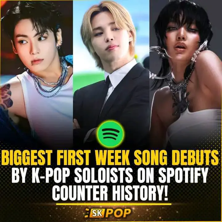 🟢🔝TOP Debut Week Streams of all time for songs by K-Pop Soloists on Spotify Counter — 1️⃣ #JUNGKOOK's 