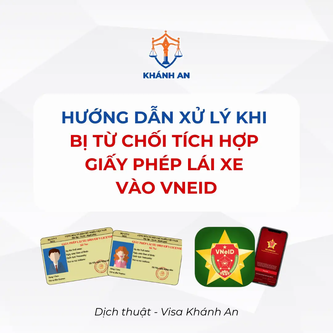 🟠 Việc tích hợp Giấy phép lái xe (GPLX) vào ứng dụng VNEID mang lại nhiều lợi ích cho người dùng, giúp bạn có thể tra cứu, sử dụng thông tin GPLX dễ dàng và thuận tiện hơn.  Tuy nhiên, trong một số trường hợp, yêu cầu tích hợp GPLX của bạn có thể bị từ chối. Người dùng khi bị từ chối tích hợp có thể sử dụng cách là đổi sang giấy phép lái xe mới (loại thẻ PET) và cập nhật thêm số CCCD. Sau đây là hướng dẫn cách xử lý trong trường hợp này!  #DịchThuậtVisaKhánhAn #dichthuatkhanhan #visa #phiendich #dichthuat #VNEID #GPLX #giaypheplaixe #tichhopGPLX #khongthetichhopGPLXvaoVNeID #capnhatgiaypheplaixetrenvneid #capnhatgiaypheplaixe #giaypheplaixevneid #giaypheplaixehethan #dichthuatvisakhanhan