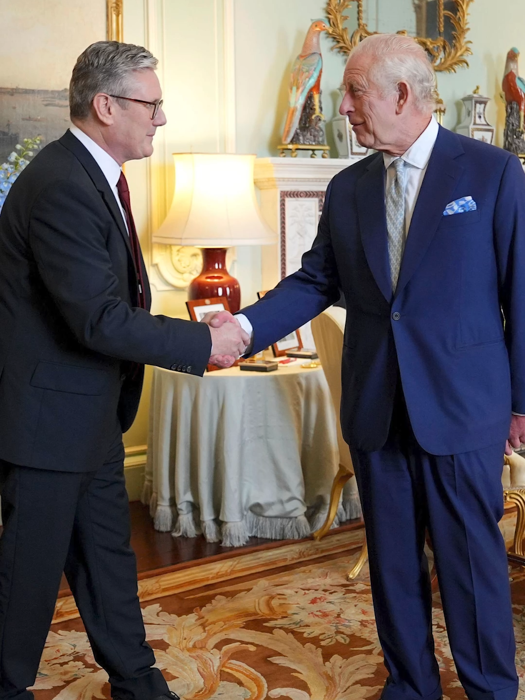 This was the moment King Charles received Sir Keir Starmer at Buckingham Palace following Labour's historic victory in the general election. #buckinghampalace #kingcharles #labourparty #keirstarmer #generalelection2024  #