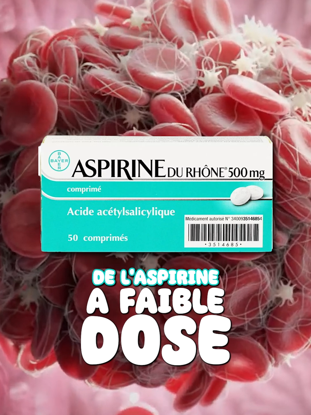 Une double propriété hyper intéressante ! 👇 L'aspirine c'est un médicament qui fait partie de la grande famille des anti-inflammatoires non stéroïdiens (qui comprend l'ibuprofène, le kétoprofène, le diclofénac..). A forte dose, c'est une molécule anti-inflammatoire, antipyrétique et antalgique. Mais à faible dose, elle présente déjà un effet antiaggrégant plaquettaire. Ce qui permet de fluidifier le sang.  Cette propriété est donc souvent utilisé dans les récidives de maladies cardiovasculaires provoquées par un caillot de sang dans une artère (infarctus du myocarde, accident vasculaire cérébral...) ou dans les complications après un pontage coronarien. #médicament #coeur #sang #médecine #pharmacologie #cardiaque #aspirine #apprendresurtiktok #avc #infarctus