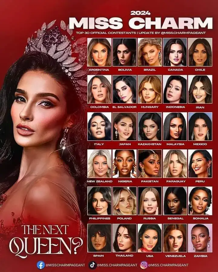 Sila ang 30 confirmed candidates ng Miss Charm International 2024 pageant.  credit and Thanks 📸 to @MissCharmPageant #MissCharm2024 #Pageant #PageantConnexion #fypシ 