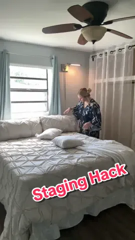 A little staging hack for a queen sized bed 👑 #staging #staginghack #stagedhome #listing #bluemarlinrealestate #flrealtor #florida #realtor 