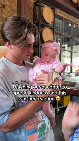 she went from crying to smiling after giving out her first tip🥹😭❤️ #baby #babygirl #dadsoftiktok #couple 