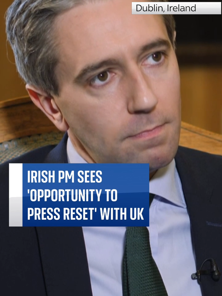 #Irish Prime Minister #SimonHarris tells Sky News that there is an 'opportunity to hit reset button' with the #UK.  #skynews #generalelection2024 #ireland #europe