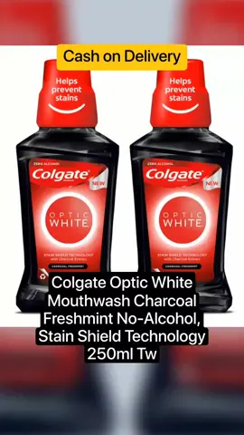 Colgate Optic White Mouthwash Charcoal Freshmint No-Alcohol, Stain Shield Technology 250ml Twin Pack under ₱290.00 Hurry - Ends tomorrow!