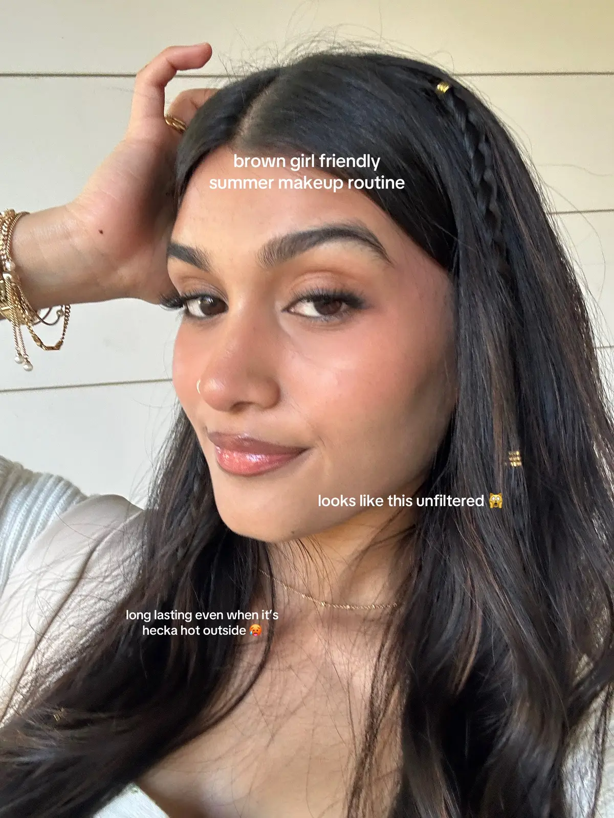 oh hey just me telling u guys abt this makeup routine for the 9272828th time bc i love it sm 😁 #browngirlmakeup #brownskinmakeup #summermakeup #summermakeuproutine #desi #desimakeup 