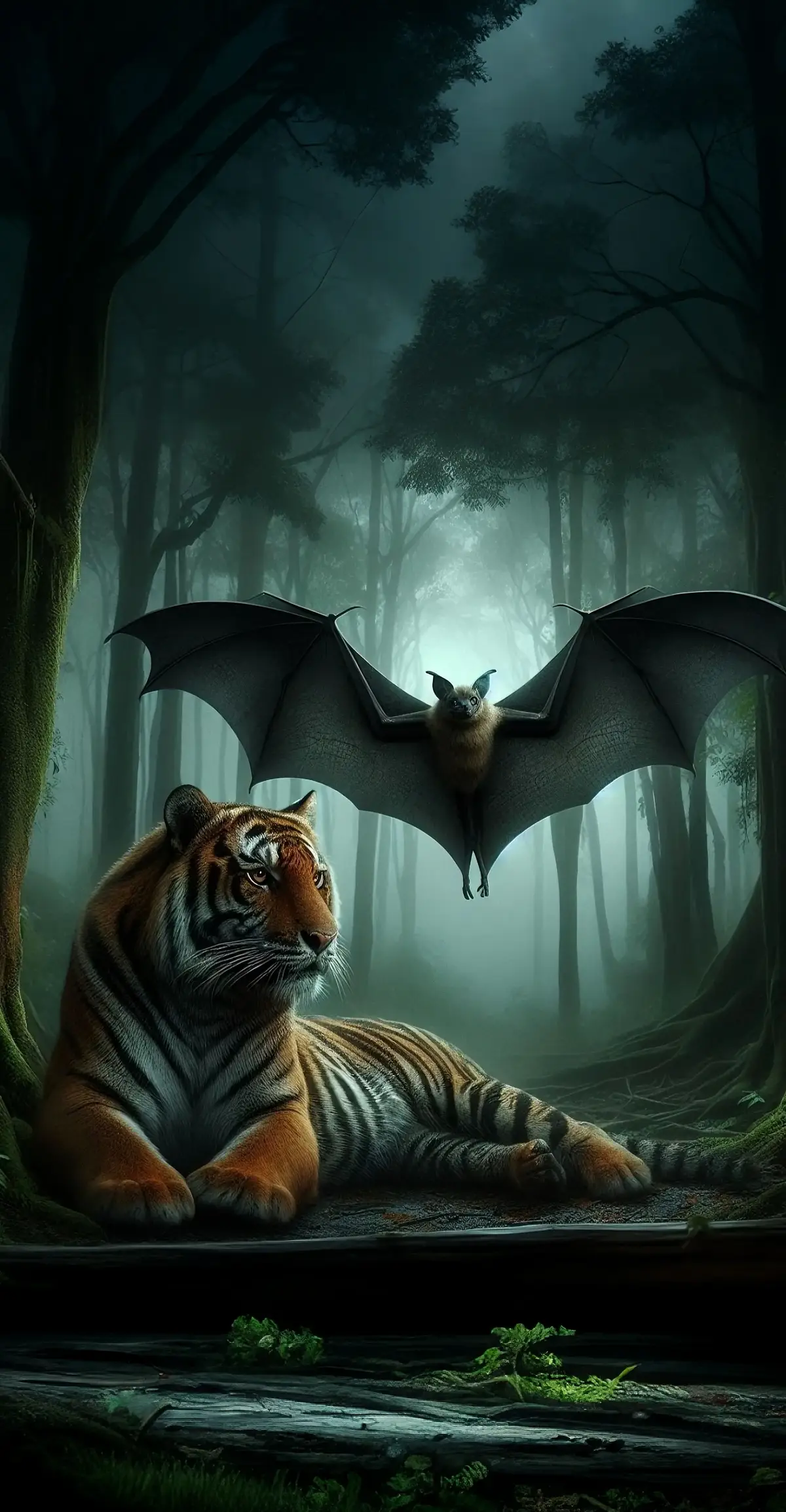 #ai #aiart #hybrid #iaarte #tiger #bat  #animalfusion  #fusion #dragon  #newcreature #hybridanimals 