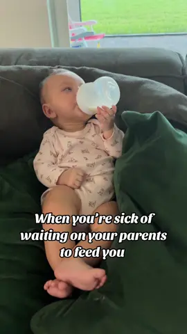 3 months old and already rolling over and holding her bottle. Slow down gf! #babiesoftiktok #trending #viral #fyp #funnybabyvideos 