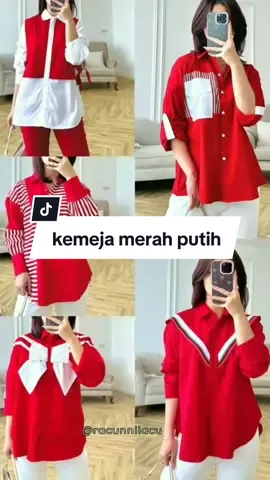 Kemeja wanita merah putih cocok untuk acara kemerdekaan #kemeja #kemejamerahputih #racuntiktok 