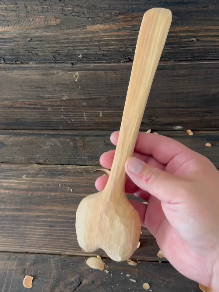 Some might say this is gutsy, but I say it's ballsy  #spooncarving #woodworking #asmr