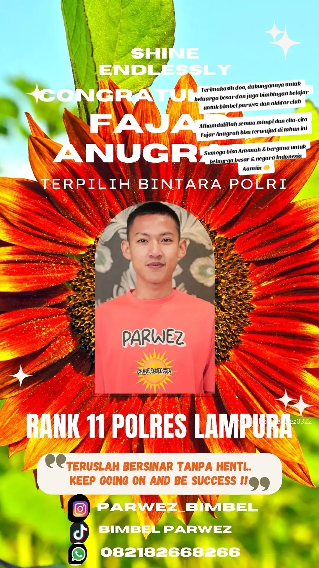 Terimakasih atas doa, dukungan untuk keluarga besar & terimakasih juga untuk bimbel parwez, akhtar club yg telah membimbing adik kami untuk mencapai cita-cita, semoga bisa amanah, berkah berguna untuk keluarga bangsa dan negara. Aamiin 🤲 @bimbel_parwez0322 @akhtar_klub  #aberciomusic #bimbelparwez #akhtarclub #polriindonesia #polri2024 #poldalampung #lampung 