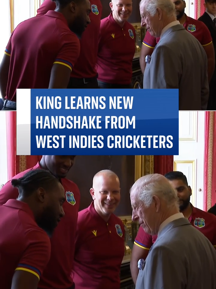 King learns new handshake from West Indies cricketers #kingcharles