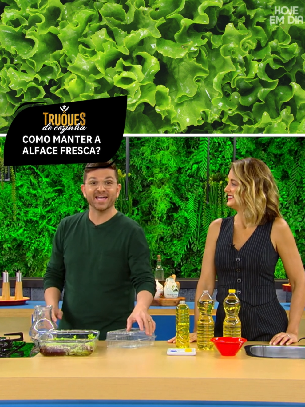 Esqueceu a alface na geladeira e ficou ela murcha? 🥬 Vem cá que a gente te ajuda! ✨ No quadro #TruquesDeCozinha, o @chefgugarocha ensina como manter a folha fresca por mais tempo. Veja! #HojeEmDia #RECORD