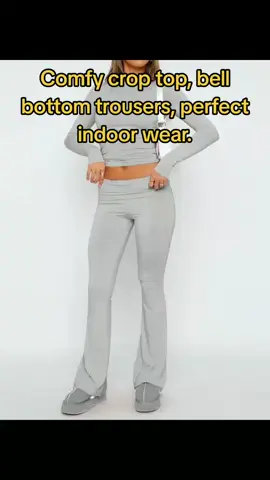 #ad Don’t forget to use tiktok vouchers,Comfy crop top, bell bottom trousers, perfect indoor wear. #loungewearset 