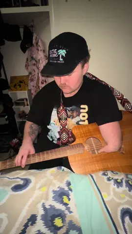 Out Getting Ribs - King Krule ft high E string breaking 😭.                                #fyp #guitar #acousticcovers #kingkrule #1armlol #coleclarkguitars #outgettingribs 