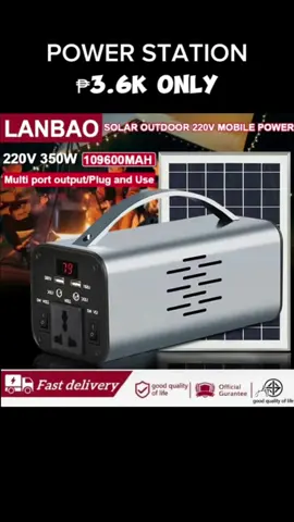 LANBAO 350W 98800mah portable large capacity power station with charging board heavy duty outdoor mobile power 220V car travel camping home emergency power supply support AC/DC/USB output. grabe ang ganda nito kaya order na. #powerstation #powersupply #solarpowerstation #mobilepowerstation #fyp 
