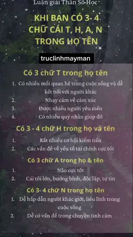 #y nghĩa chữ cái tên của bạn. #truclinhmayman #ungdungthansohoc #thansohoc  #xuhuongtitok 