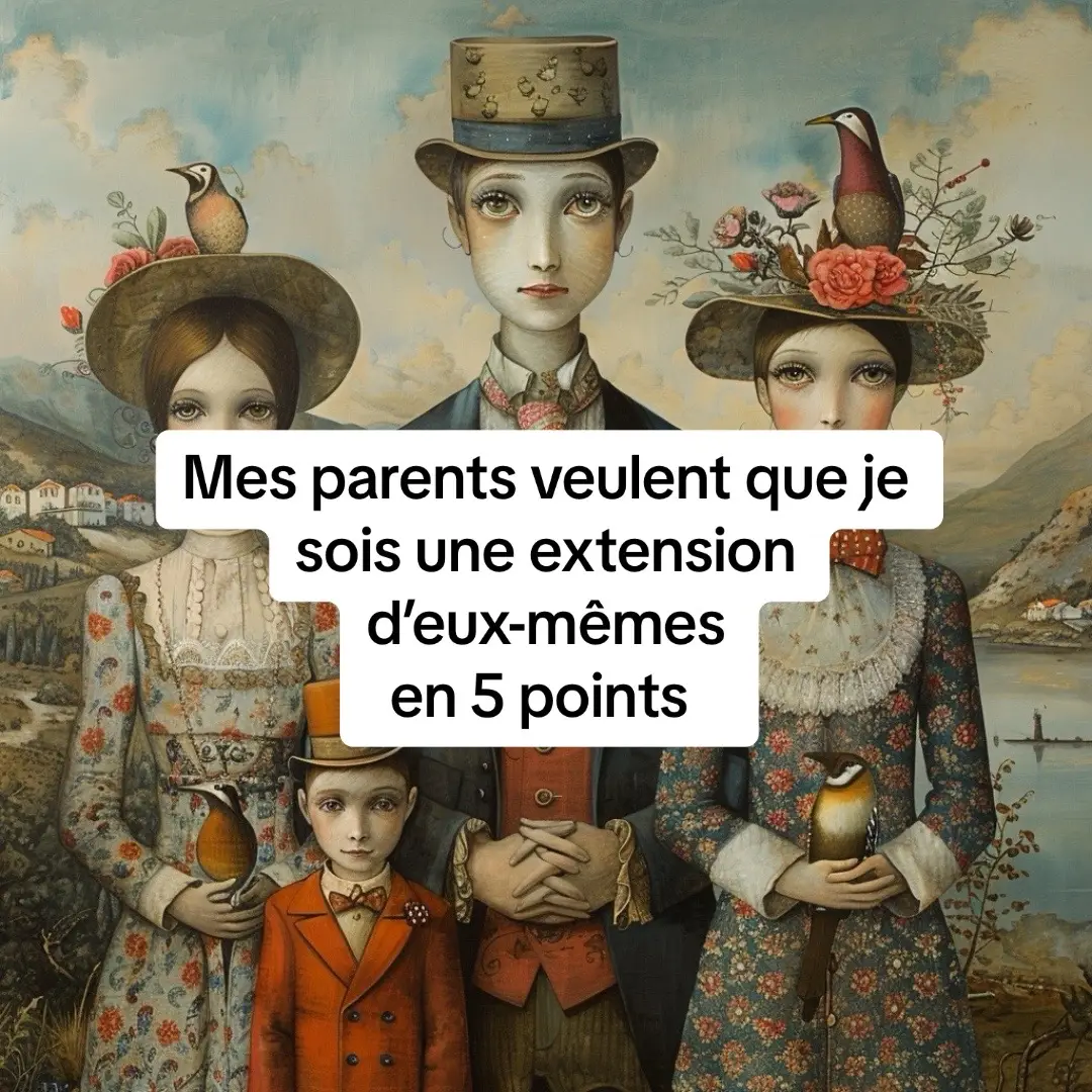 La pression parentale peut souvent pousser les enfants à devenir une extension de leurs parents. Les parents projettent leurs rêves non réalisés, cherchent à perpétuer les traditions familiales, voient les enfants comme un reflet de leurs valeurs, utilisent leurs succès pour améliorer leur statut social, et comptent sur eux pour une sécurité future. Cette dynamique peut être difficile à gérer pour les enfants, qui cherchent à trouver leur propre voie tout en répondant aux attentes familiales. #PressionParentale #RéalisationDesRêves #TraditionsFamiliales #StatutSocial #SécuritéFuture #Éducation #Indépendance #ChoixDeVie #Famille #Succès #meretoxique #parentstoxiques 