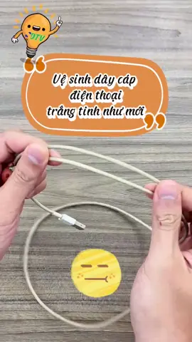 Cách làm trắng dây sạc điện thoại mình hay làm hàng tháng đây #meohay #meohaycuocsong #cable 