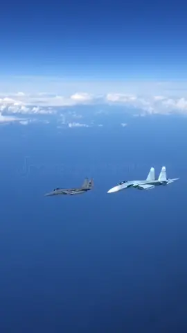 🔥 A Russian Su-27 intercepting NATO F-15 trying to get closer to a Tu-22m3. #su27 #su27flanker #su27ukraine #su27flanker🇷🇺 #warthunderaviation #aviation 
