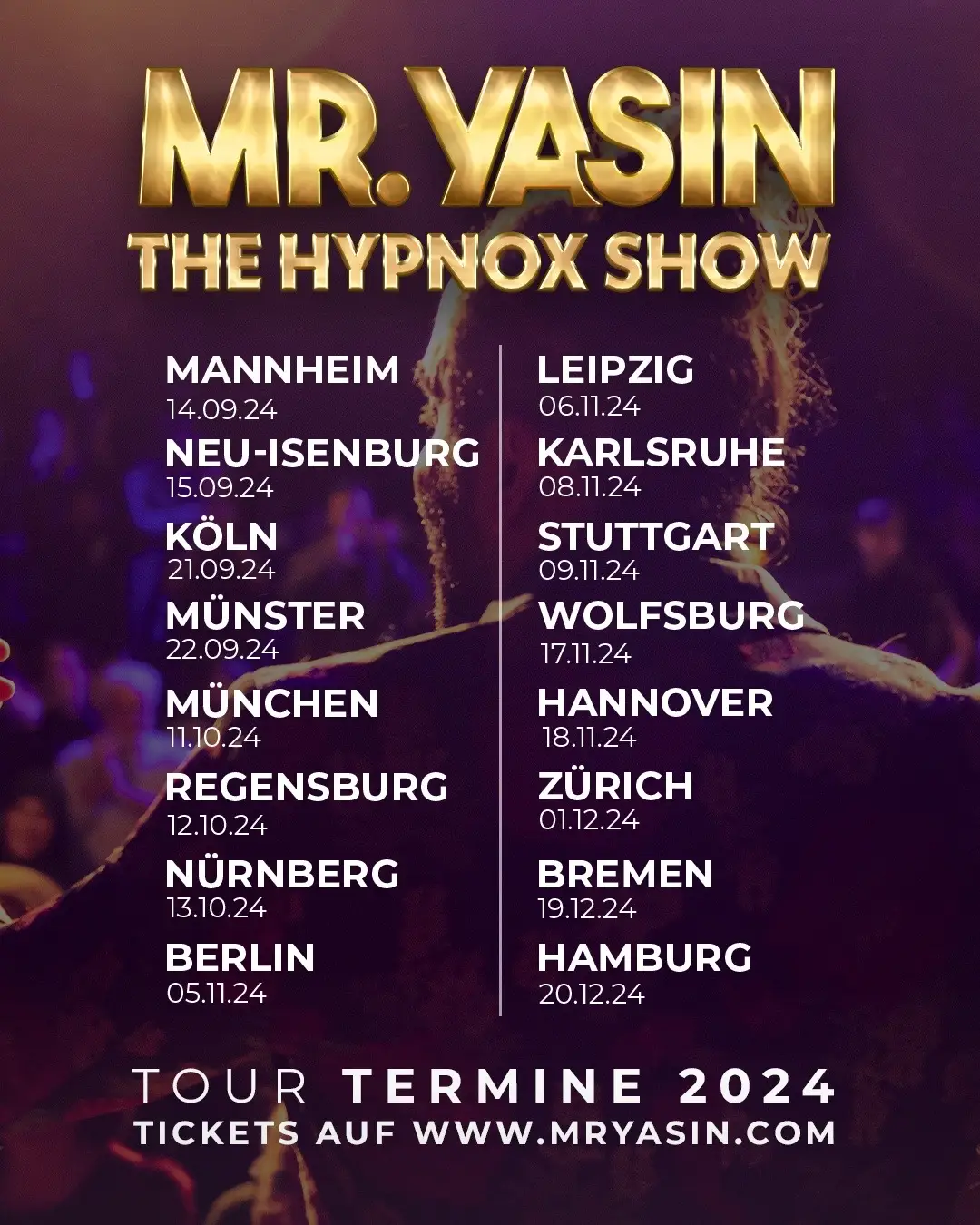 Erlebe faszinierende Hypnose. Klicke auf den Link in der BIO und hol dir dein Show Ticket! …oder gehe auf www.mryasin.com