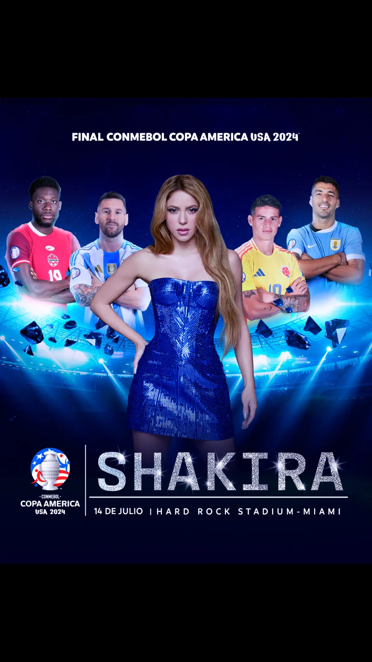 Shakira, Shakira 🎶 La estrella colombiana será la artista oficial de la Gran Final de la CONMEBOL Copa América USA 2024™️ 🌟 ¡Prepárate para sentir la grandeza en un show que hará vibrar al continente!