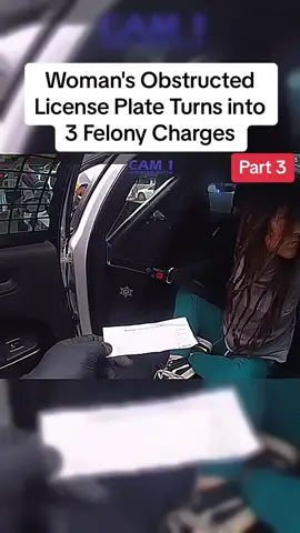 Woman's Obstructed License Plate Turns into 3 Felony Charges #cops #police #policeoftiktok #copsoftiktok #usa #policeofficer #MomsofTikTok 