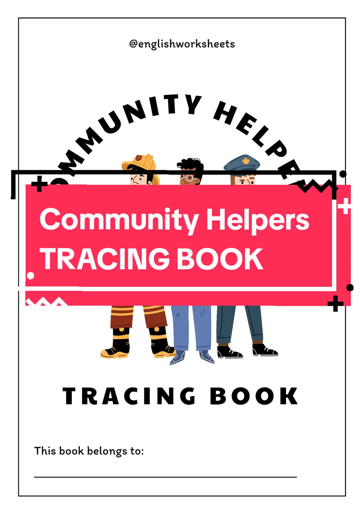 Community Helpers tracing book for kids with 16 pages. #communityhelpers #job #tracingbook #doctor #teacher #worksheetsforkids #exercise #english #EnnyET #canva #fyp #xuhuong 