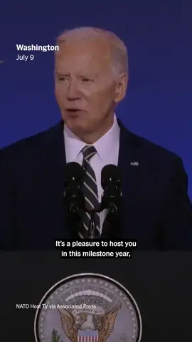 President Biden welcomed NATO allies to a summit in Washington with a speech highlighting the alliance’s history and its unity in modern times. Biden gave a forceful speech, declaring that the alliance that rebuilt Europe and stood strong during the Cold War is “more powerful than ever.” #Biden #NATO