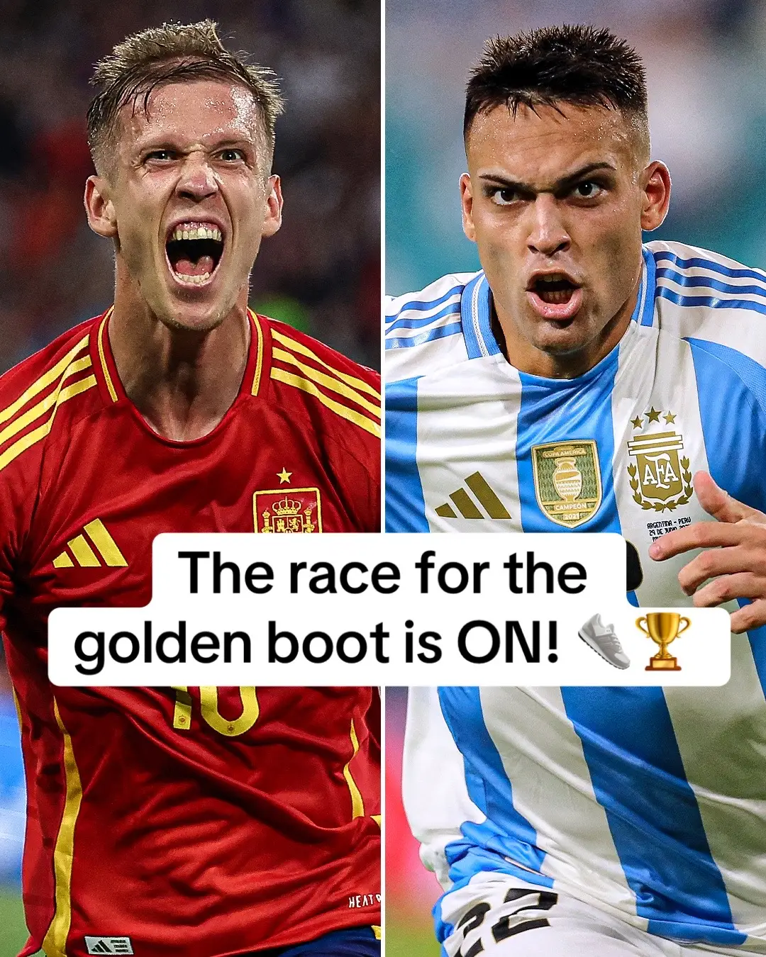 The EURO 2024 and Copa América 2024 golden boot race is ON! 👟🏆 #footbal #Soccer #futbol #futebol #euro #EURO2024 #euros #goal #fussball #spain #realmadrid  #barcelona #fcb #fcbarcelona #barca #messi #lionelmessi #leomessi #copaamerica #copa #MLS #conmebol #cr7 #cristiano #ronaldo #cristianoronaldo #goldenboot #argentina #spain