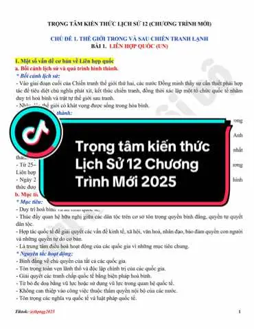 Trọng tâm kiến thức Lịch Sử 12 Chương Trình Mới 2025 #chuongtrinhmoi #thpt2025 #thptqg2025  #2k7 #lichsu12 