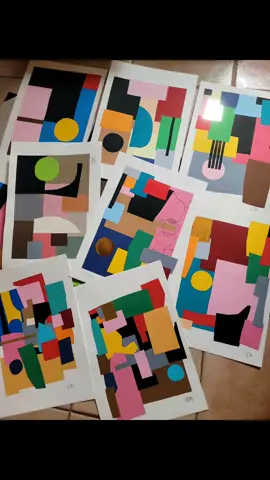 Collage on Paper  Original Colorfull  art Abstract geometric 