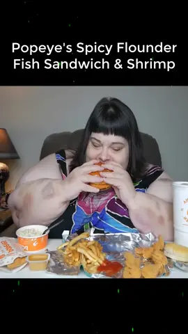 Popeye's Spicy Flounder Fish Sandwich & Shrimp (Part 2) #HungryFatchick #trending #cooking #Recipe #eatingshow #mukbang #asmr #mukprank #fyp #viral #foryou #seafood 