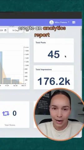 Mil walks you through how to showcase your impact to clients by creating an analytics report. Comment a emoji and I'll send you the link to the full video! #socialmediamanager #socialmediaanalytics #socialmediatool