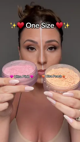 AD✨ Are you team ultra peach or ultra pink? 🍑💗 set, adjust, brighten, and correct with the @ONE SIZE BEAUTY ULTIMATE BLURRING SETTING POWDER 👏🏻✨🩷🍑 #OneSizeBeauty #OneSizePartner #ULTRAPEACH 